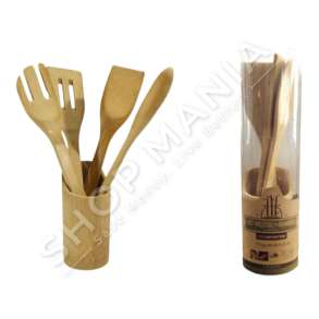 SET 4 LUGE & MBAJTESE LUGESH BAMBU 33CM - 8015361688363