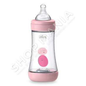 CHICCO - SHISHE ME BIBERON SILIKONI 240ML/+2MUAJSH "FEEDING BOTTLE PERFECT 5 FOR GIRL FAST FLOW" - 8058664122028