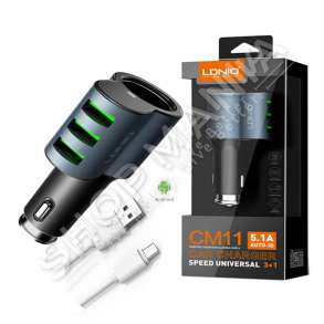 LDNIO - KARIKUES MAKINE 3XUSB 5.1A 120W "USB CAR CHARGER LDNIO 3XUSB PORTS 5.1A MICRO CABLE WITH SOCKET ADAPTER" - 6933138610114
