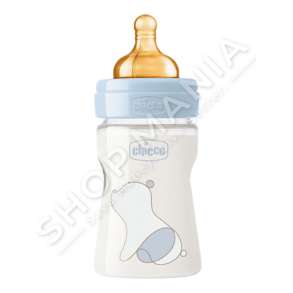 CHICCO - SHISHE QELQI ME BIBERON SILIKONI 150ML/+0MUAJSH "FEEDING BOTTLE ORIGINAL TOUCH" - 8058664121786