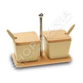 NAVA - SET MBAJTESE KAFE DHE SHEQER PREJ DRU BAMBOOJE - 7.5X17X7CM