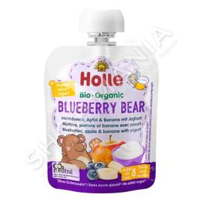HOLLE - KOS ME FRUTA (BORONICE, MOLLE, BANANE) 85G/+8MUAJSH "ORGANIC BLUEBERRY BEAR - APPLE, BANANA, BLUEBERRY YOGHURT POUCH" - 7640161879744