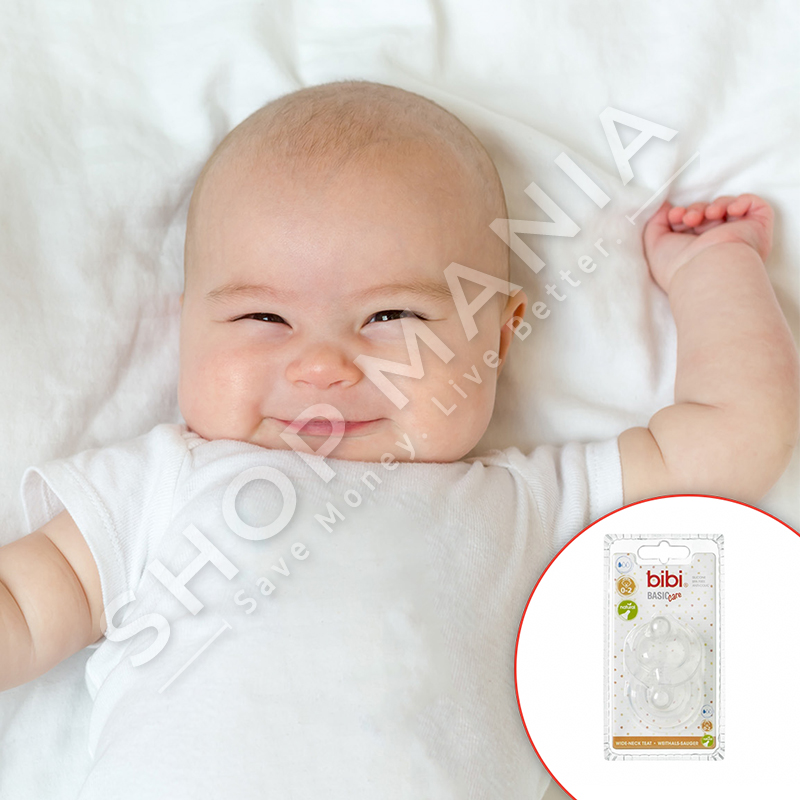 BIBI - BIBERON SILIKONI PER SHISHE ME GRYKE TE GJERE "NATURAL - BASICCARE" - 2 COPE, 0-2 MUAJSH