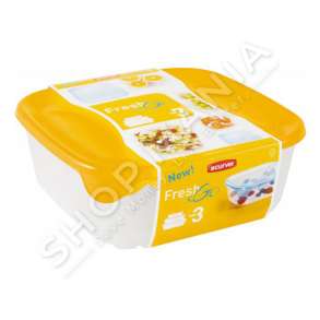 CURVER - SET 3 TASA USHQIMESH ME KAPAK 0.25L/0.8L/1.7L "FRESH&GO TRANSPARENT & YELLOW" - 3253928924034