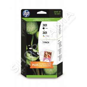 HP - VALUE PACK NGJYRË E ZEZË J3M81AE 301 2X KARTUÇË HP 301: 1X CH561EE + 1X CH562EE + 10 FOGLI 13X18CM ADV. LETËR DA FOTO + 5 BUSTE