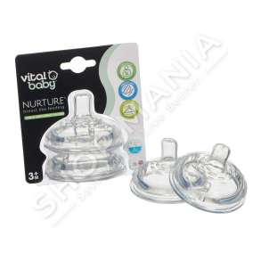 VITAL BABY - BIBERON SILIKONI ANTI-KOLIK 2 COPE +3MUAJSH "NURTURE SILICONE FEED ASSIST TEATS MEDIUM FLOW" - DN-029