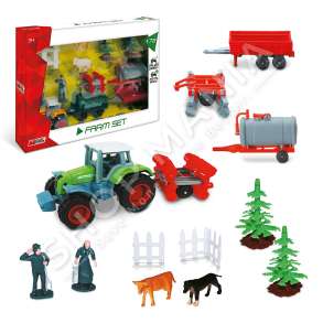 MONDO - SET ME TRAKTOR FERMASH ME 3 RIMORKIO & AKSESORE PER FERME 1:72 +3VJEC "VEHICLE MONDO MOTORS FARM SET WITH TRACTOR SCX12 1:72" - 8001011580170