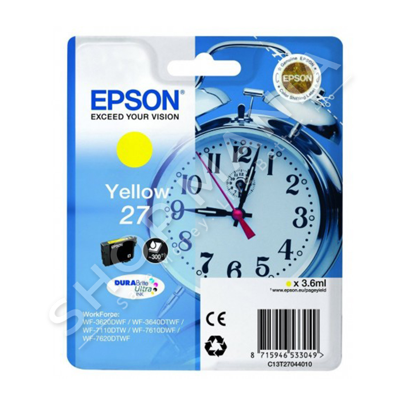 EPSON - KARTUÇË ME BOJË NGJYRË E VERDHË C13T27044010 T2704 RRETH 300 FAQE 3.6ML
