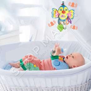 LODER PREJ PELLUSHI ME MUZIKE +0 MUAJSH "PLUSH TOY BABY TEETHER BIRD MOBILE RATTLE"