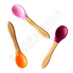 ECO RASCALS - SET 3 LUGE +4MUAJSH "BAMBOO SPOONS FOR BABIES PINK/RED/ORANGE" - 793591755892