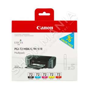 CANON - MULTIPACK NGJYRË E ZEZË/NGJYRË E KALTËR/NGJYRË MAGENTA/NGJYRË E VERDHË/NGJYRË E KUQE PGI-72MULTI2 6402B009 5 KARTUÇA PGI-72: MBK +C +M +Y +R