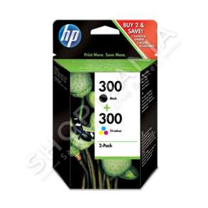 HP - MULTIPACK NGJYRË E ZEZË CN637EE 300 2 KARTUÇË ME BOJË HP 300: CC640EE + CC643EE