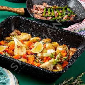 NAVA - TAVE PJEKJE ME VESHJE GURI 40X28X7CM/6L "ROASTING PAN GRANITE SHEET NATURE FOR BAKING MEAT CAKES" - 5205746152807