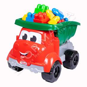 DEDE - KAMION NDERTIMI ME 30 BLLOQE SHUMENGJYRESHE +18 MUAJSH "DUMP TRUCK WITH COLORED BLOCKS" - 3434